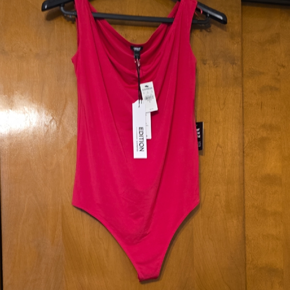 Express Hot Pink Draped Bodysuit